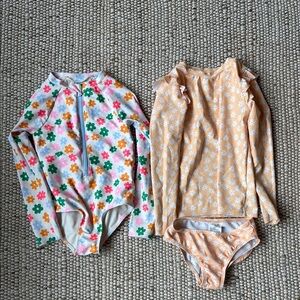 2 Girls Floral Long Sleeve Rashguards